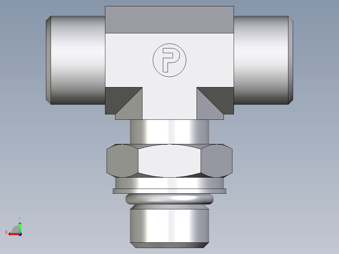 卡套式工业通用硬管接头EO_Adjustable_locknut_branch_tee_TEE10SMOROMDCF后视图