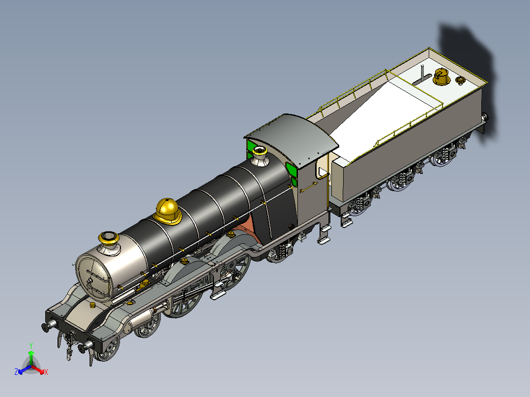 大西洋蒸汽机车正等轴测图