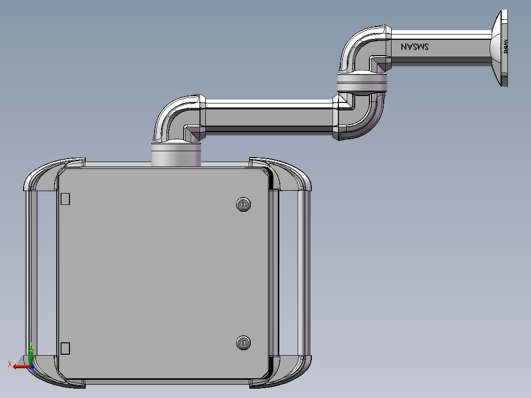 向下固定底座+转角+中间连接器+90度箱体连接器+控制箱后视图