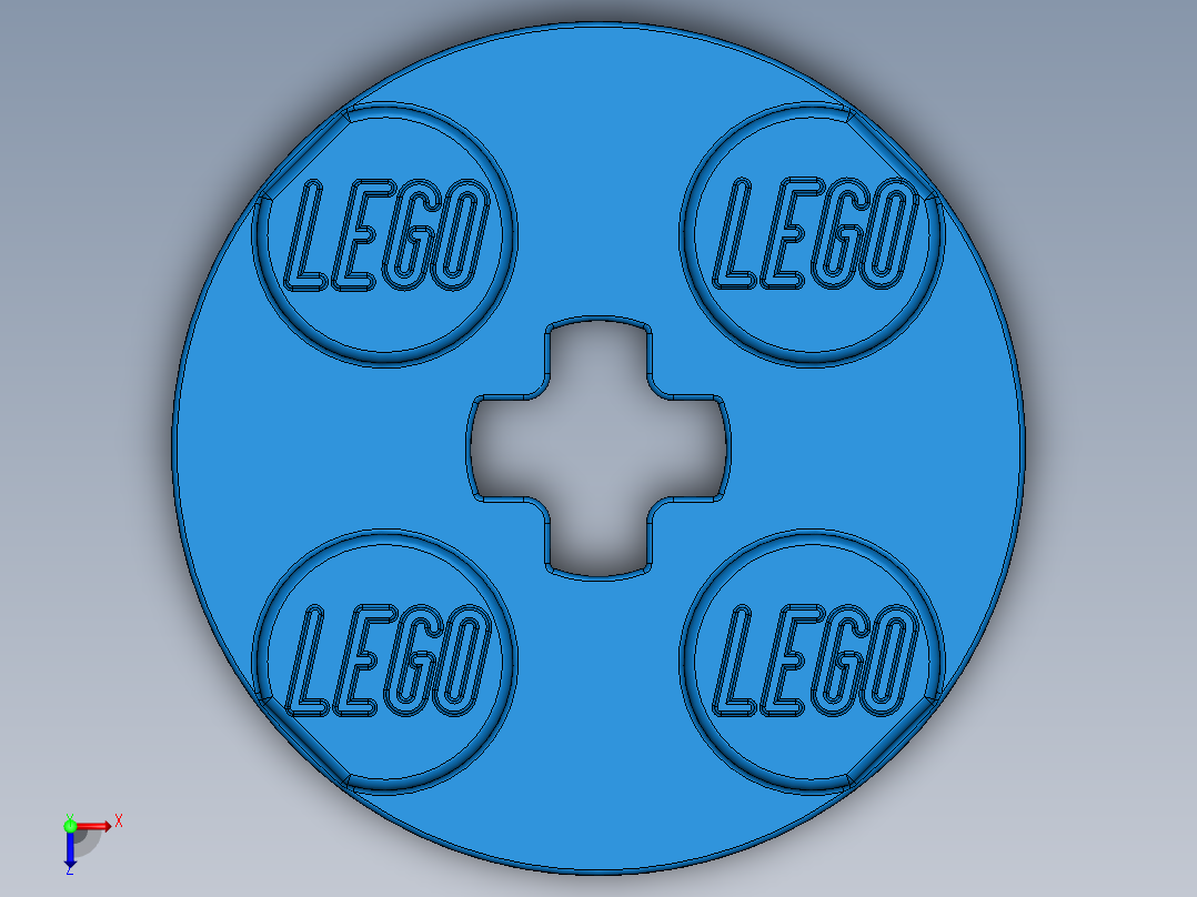 乐高零件 4032 板 2 x 2 圆形-403223 Blue Plate 2 x 2 Round俯视图