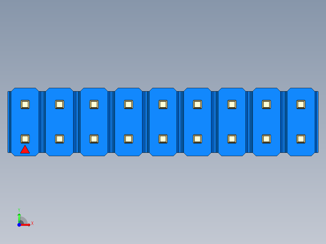 彩色公头100mil（2.54mm）系列-DS1021_blue_2x09p_100mil_Type19_rev1.0前视图