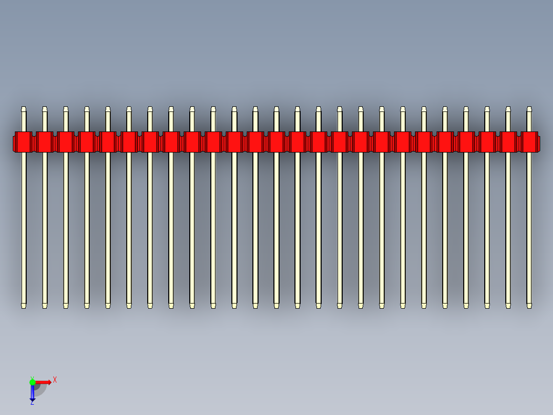 彩色公头100mil（2.54mm）系列-DS1021_red_3x25p_100mil_Type19_rev1.0俯视图