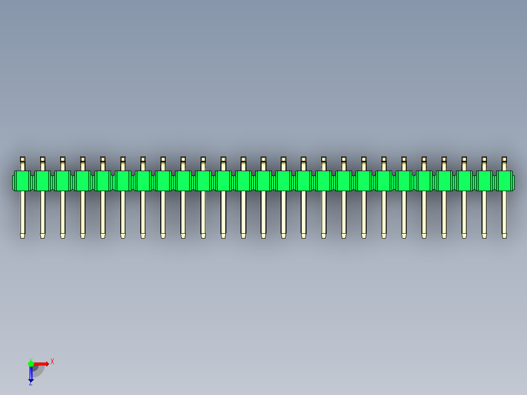 彩色公排针 100mil 2.54mm 系列-DS1022_green_50p_100mil_TypeSMT_rev1.0俯视图