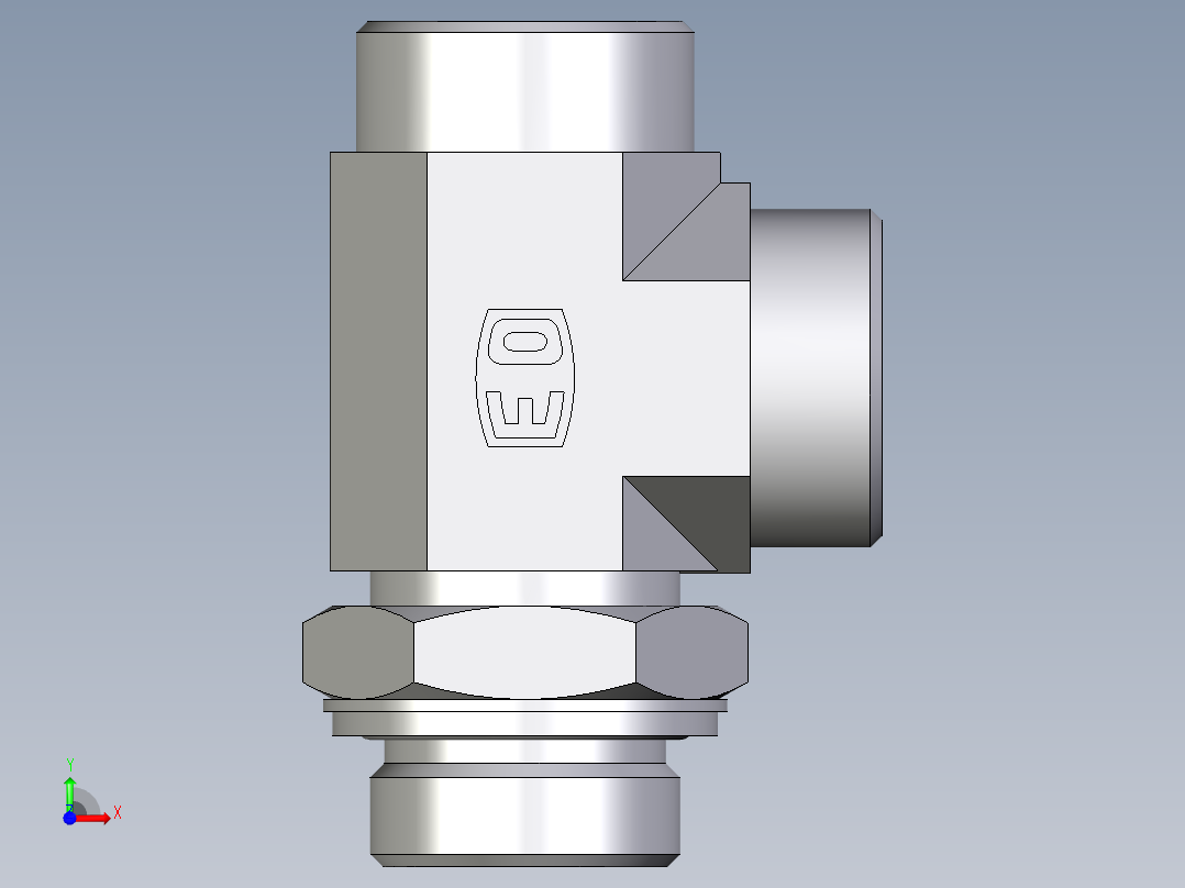 卡套式工业通用硬管接头EO_Adjustable_locknut_run_tee_LEE28LMOMDCF前视图