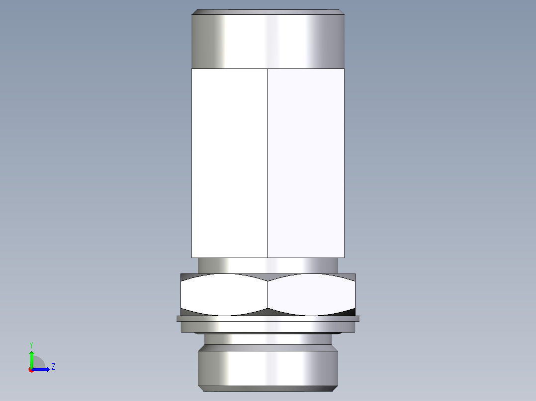 卡套式工业通用硬管接头EO_Adjustable_locknut_run_tee_LEE28LMOMDCF左视图