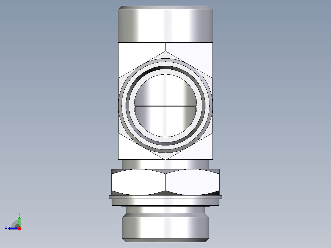 卡套式工业通用硬管接头EO_Adjustable_locknut_run_tee_LEE28LMOMDCF右视图