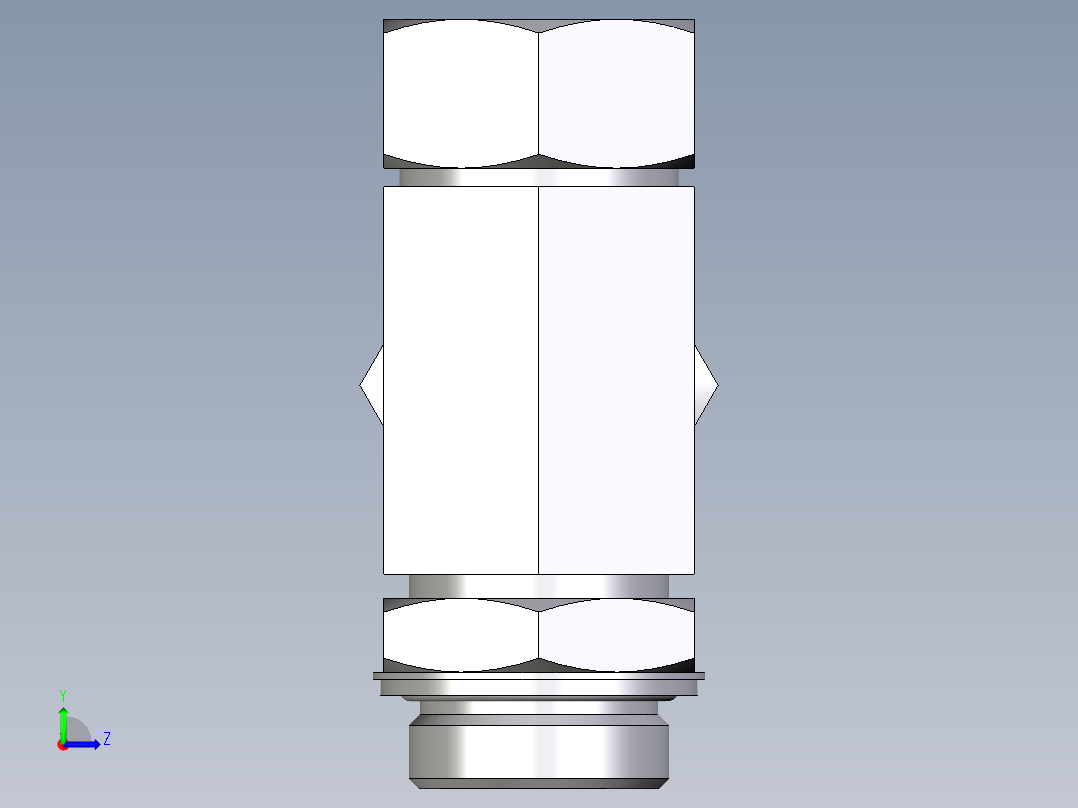 卡套式工业通用硬管接头EO_Adjustable_locknut_run_tee_LEE35ZLRCF左视图