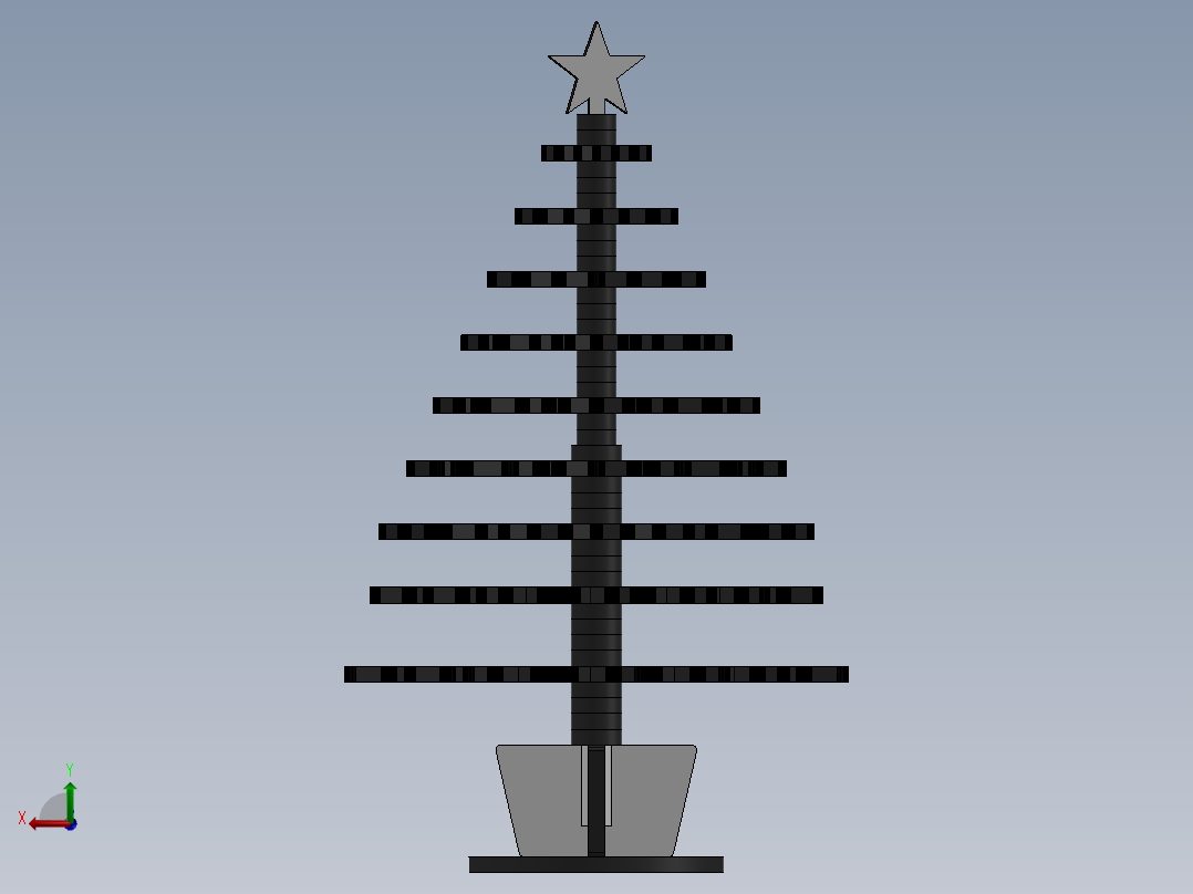 激光下料拼图圣诞树SOLIDWORKS 2017和x_t格式后视图