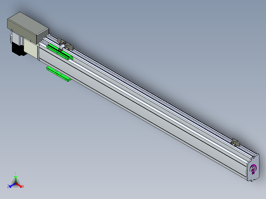 同步带滑台-半封闭B10H-L45-S850-R-P40-D3正等轴测图