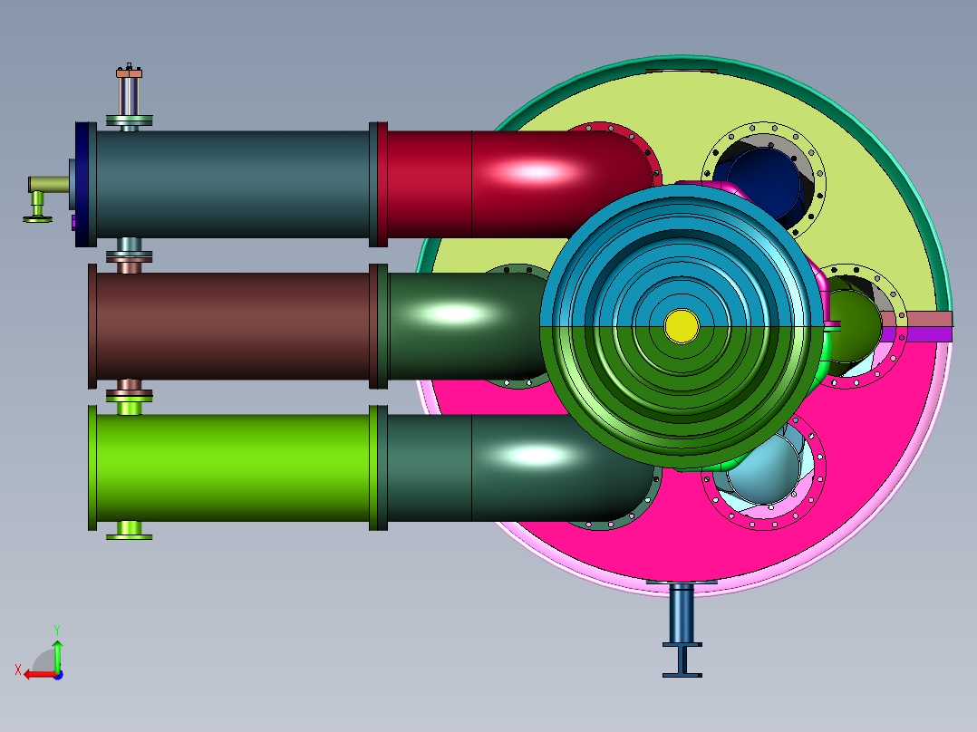 舰载分轴重型燃气轮机后视图