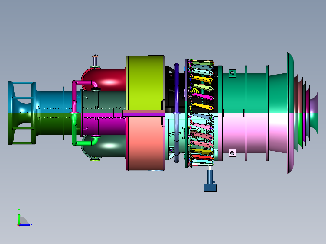 舰载分轴重型燃气轮机左视图