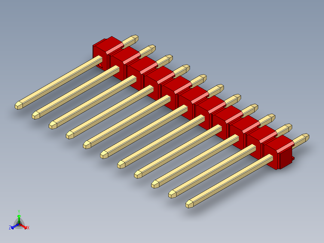 彩色公头100mil（2.54mm）系列-DS1021_red_1x11p_100mil_Type5_rev1.0