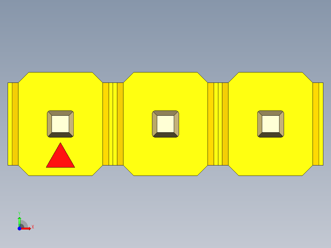 彩色公头100mil（2.54mm）系列-DS1021_yellow_1x03p_100mil_Type43_rev1.0前视图