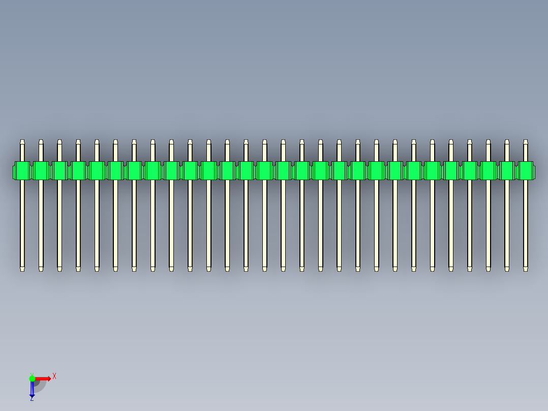 彩色公头100mil（2.54mm）系列-DS1021_green_1x28p_100mil_Type5_rev1.0俯视图