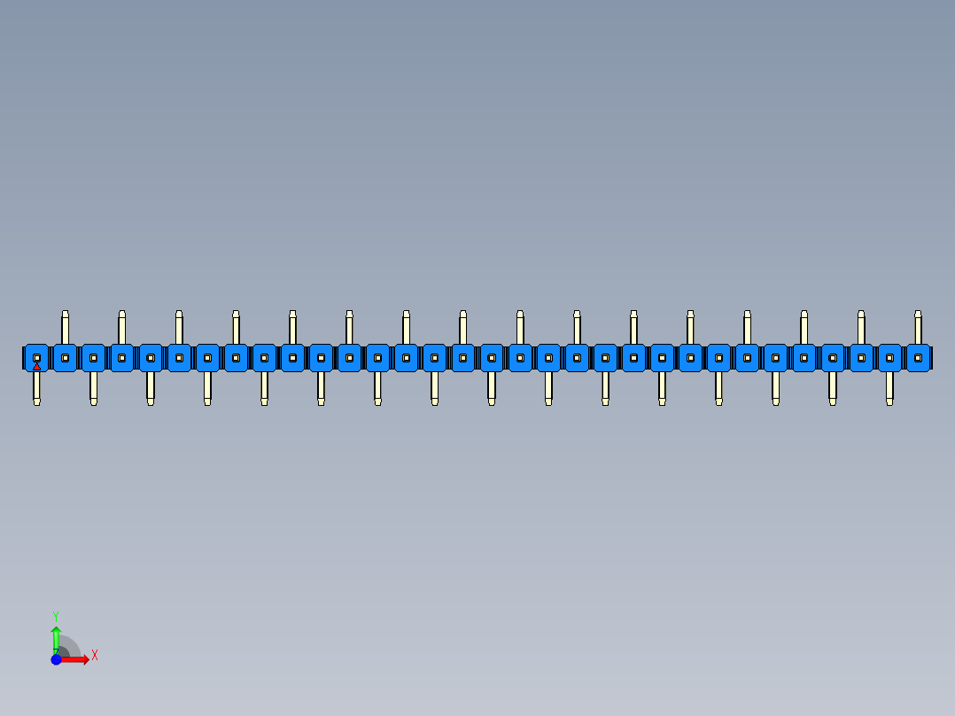 彩色公排针 100mil 2.54mm 系列-DS1022_blue_32p_100mil_Type_SMT_R2_rev1.0前视图