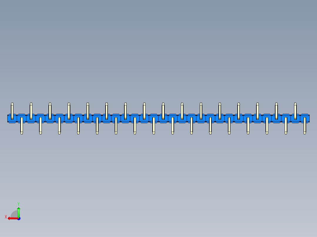 彩色公排针 100mil 2.54mm 系列-DS1022_blue_32p_100mil_Type_SMT_R2_rev1.0后视图