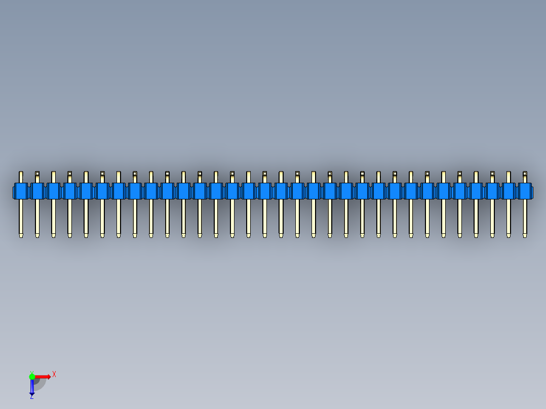 彩色公排针 100mil 2.54mm 系列-DS1022_blue_32p_100mil_Type_SMT_R2_rev1.0俯视图