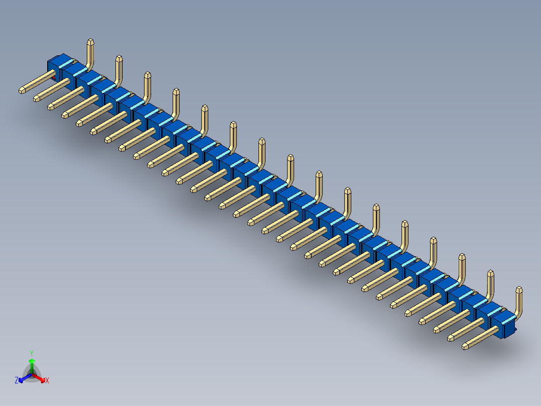 彩色公排针 100mil 2.54mm 系列-DS1022_blue_32p_100mil_Type_SMT_R2_rev1.0正等轴测图