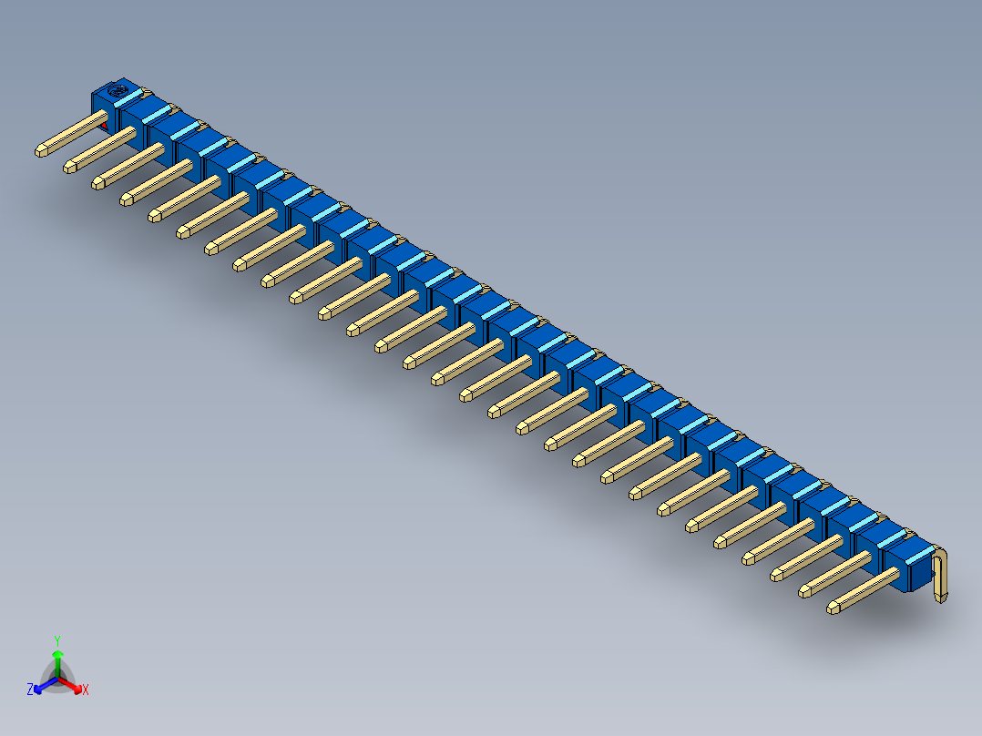 彩色公排针 100mil 2.54mm 系列-DS1022_blue_1x29p_100mil_TypeD_rev1.0