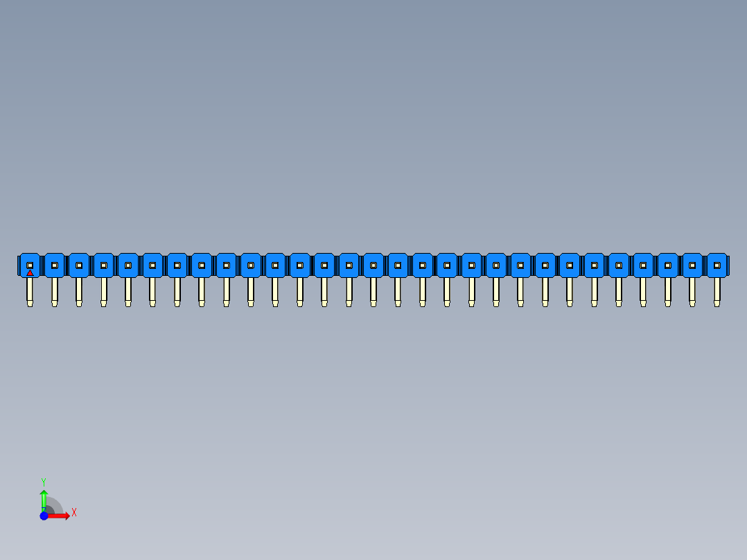 彩色公排针 100mil 2.54mm 系列-DS1022_blue_1x29p_100mil_TypeD_rev1.0前视图
