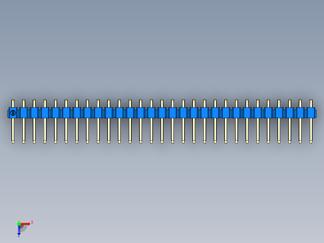 彩色公排针 100mil 2.54mm 系列-DS1022_blue_1x29p_100mil_TypeD_rev1.0俯视图