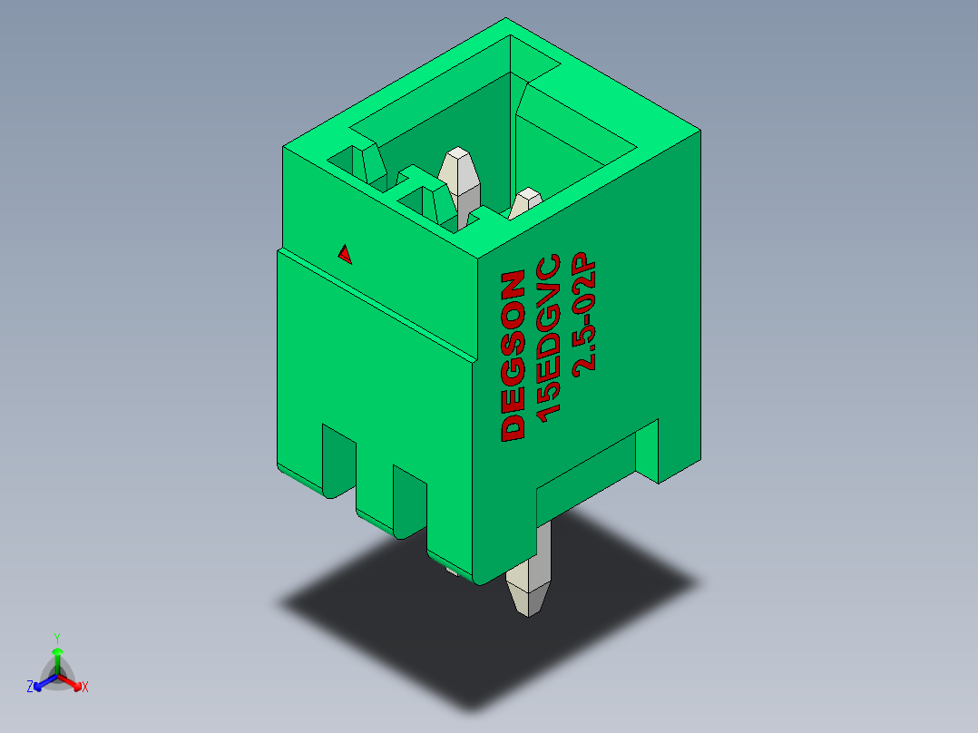 DEGSON 15EDG 系列 2.5mm 接线端子包-15EDGVC-2.5-02P-14-00AH正等轴测图