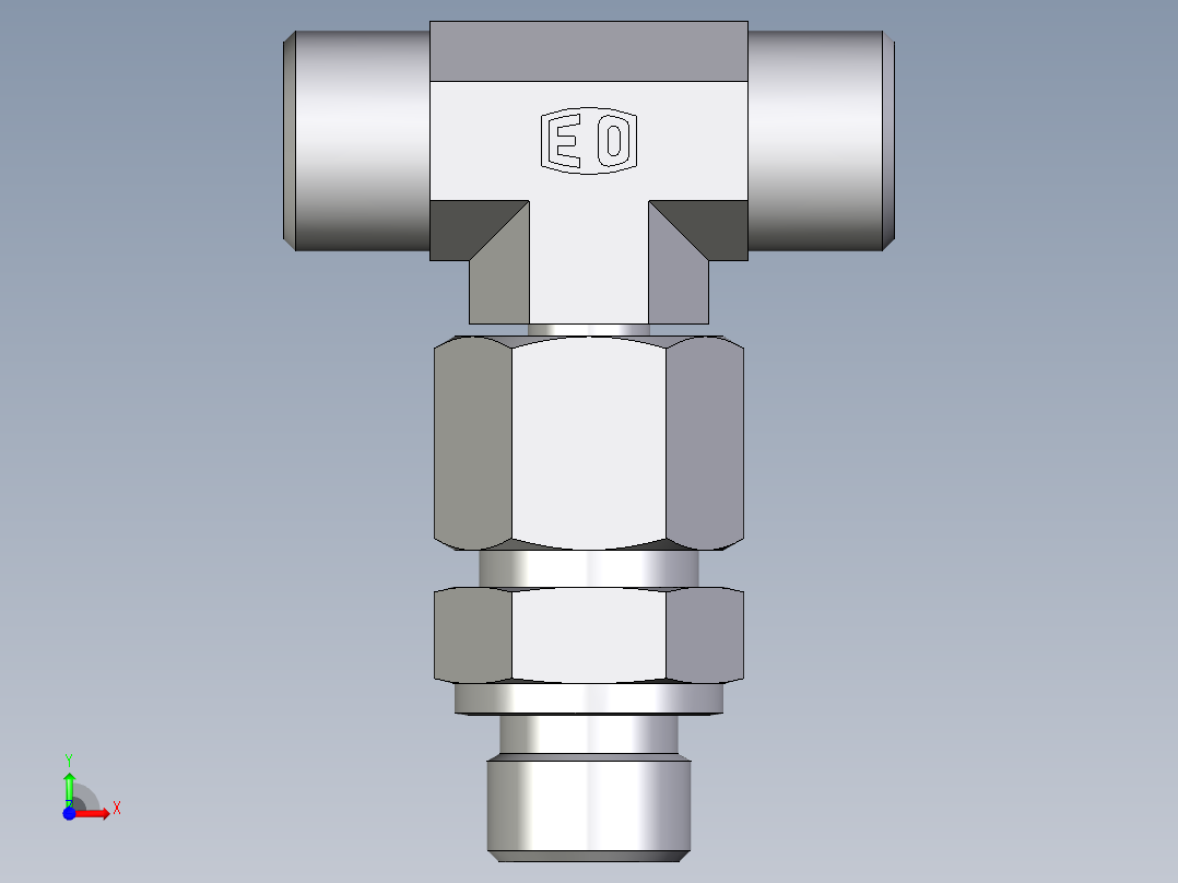 卡套式工业通用硬管接头EO_Assembled_adjustable_standpipe_branch_tee_EVT10SROMD71前视图