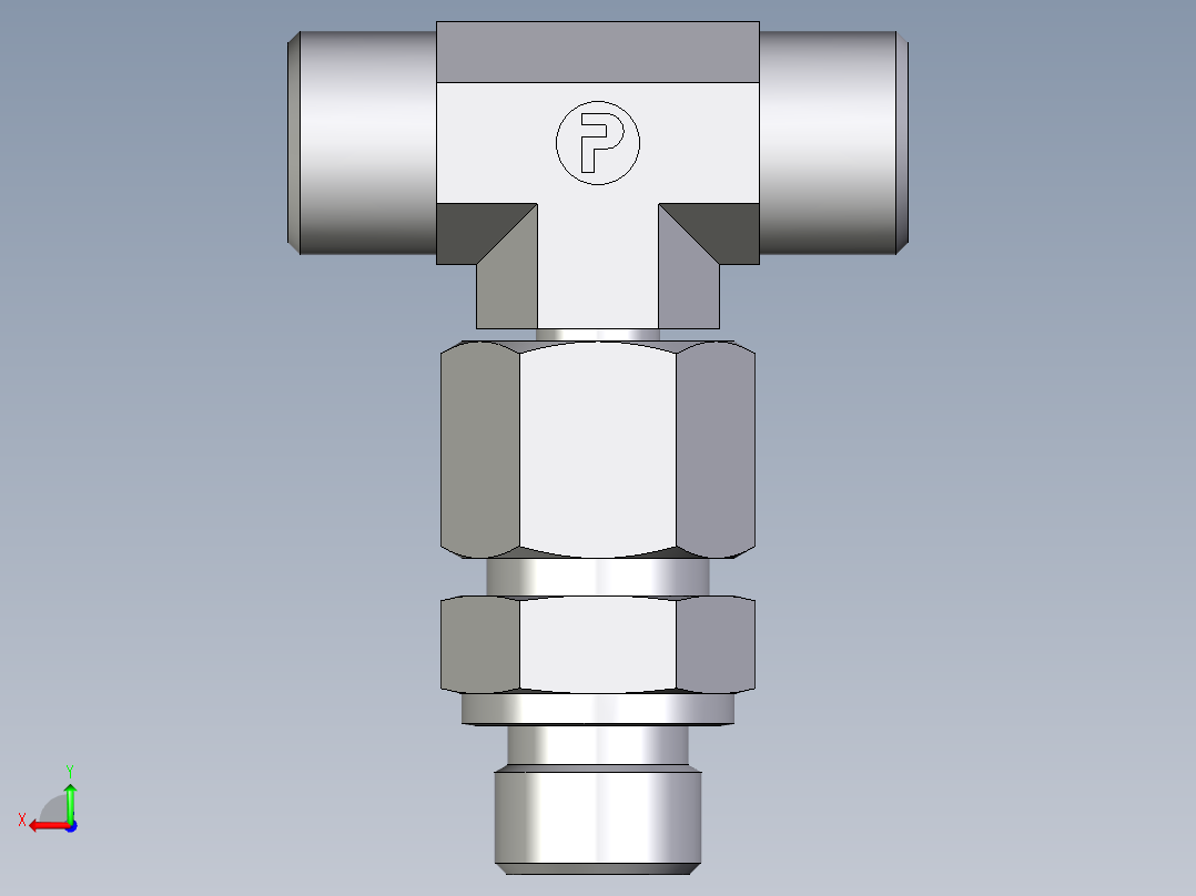 卡套式工业通用硬管接头EO_Assembled_adjustable_standpipe_branch_tee_EVT10SROMD71后视图
