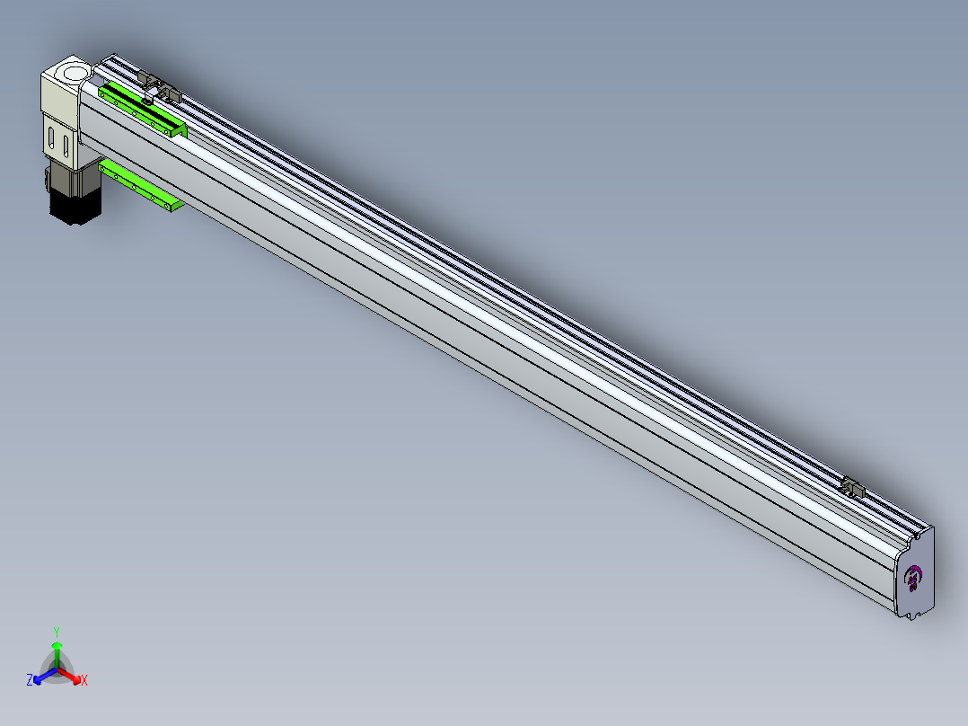 同步带滑台-半封闭B13-L90-S1300-L-P40-D3正等轴测图