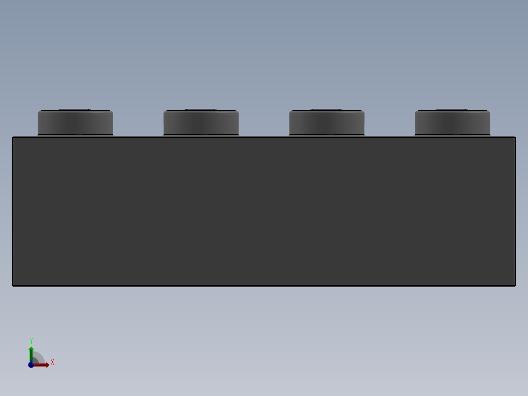 乐高套装 4421基本积木-4211394 - 3010 Medium Stone Grey Brick 1 x 4.SLDPRT前视图