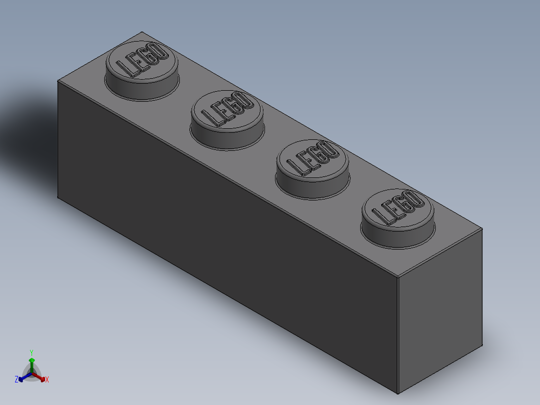 乐高套装 4421基本积木-4211394 - 3010 Medium Stone Grey Brick 1 x 4.SLDPRT正等轴测图