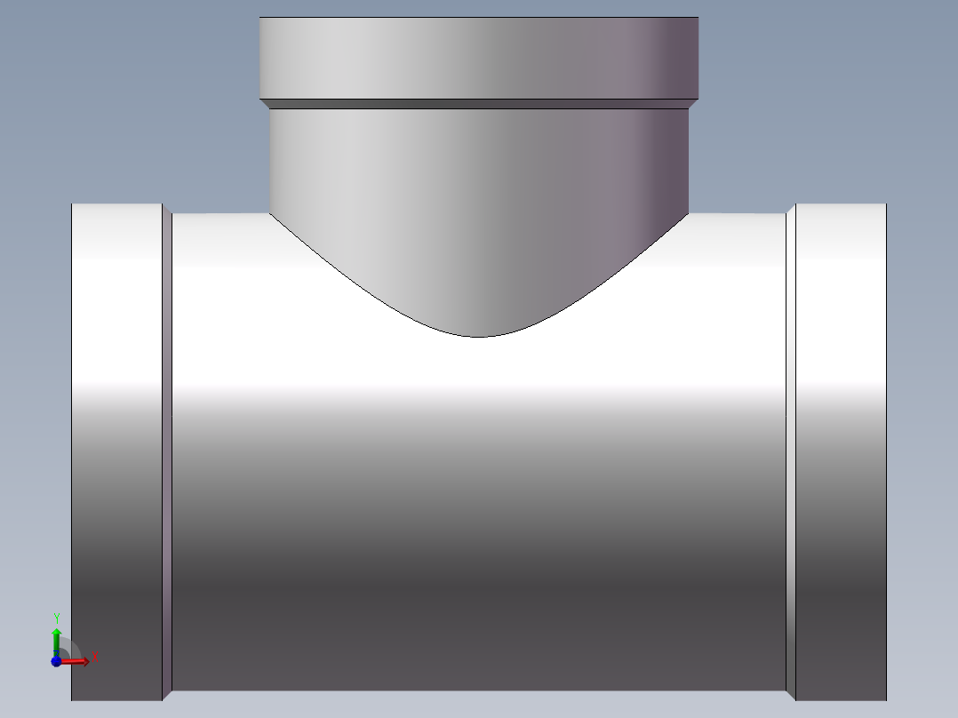 三通-异径 DN40-DN32前视图