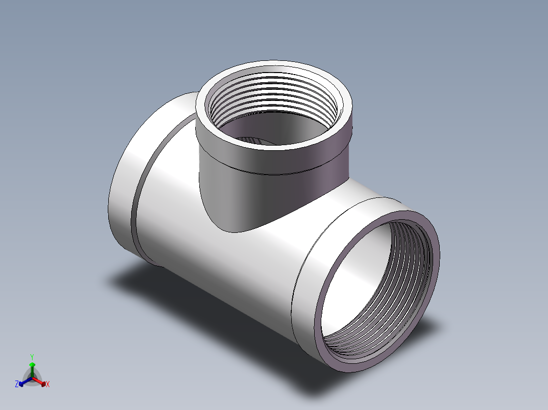 三通-异径 DN40-DN32正等轴测图