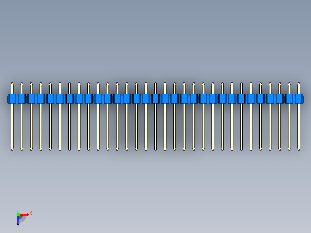 彩色公头100mil（2.54mm）系列-DS1021_blue_1x31p_100mil_Type5_rev1.0俯视图