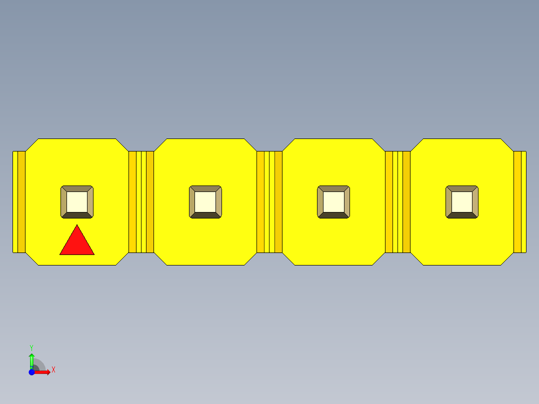 彩色公头100mil（2.54mm）系列-DS1021_yellow_1x04p_100mil_Type43_rev1.0前视图
