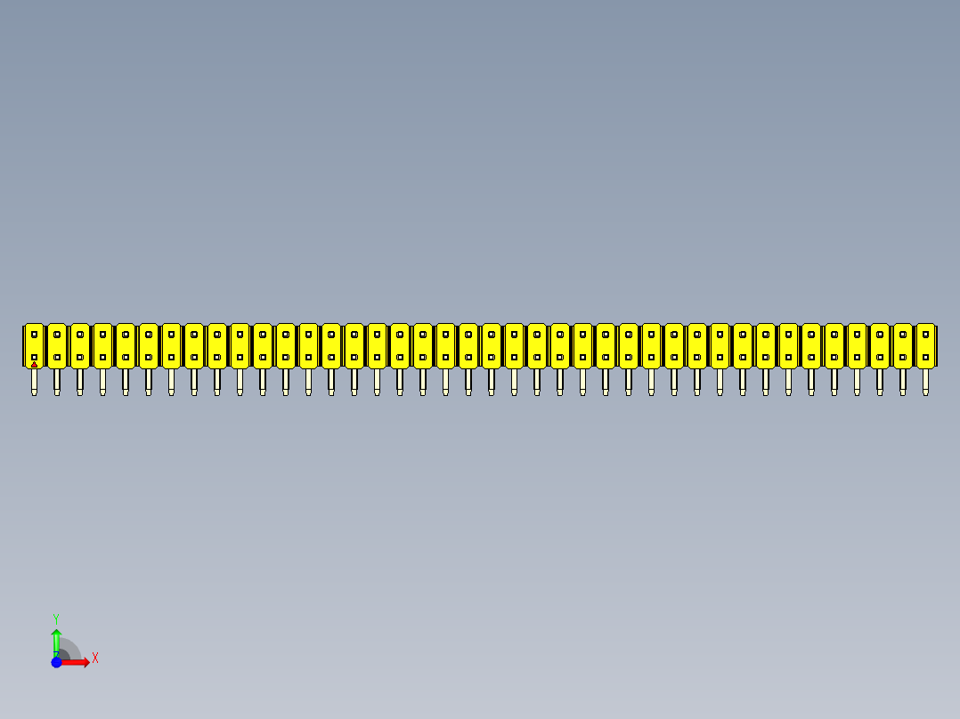 彩色公排针 100mil 2.54mm 系列-DS1022_yellow_2x40p_100mil_TypeD_rev1.0前视图