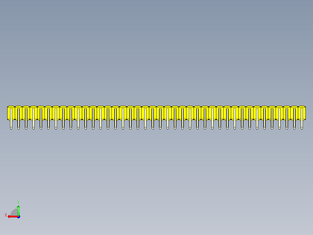 彩色公排针 100mil 2.54mm 系列-DS1022_yellow_2x40p_100mil_TypeD_rev1.0后视图