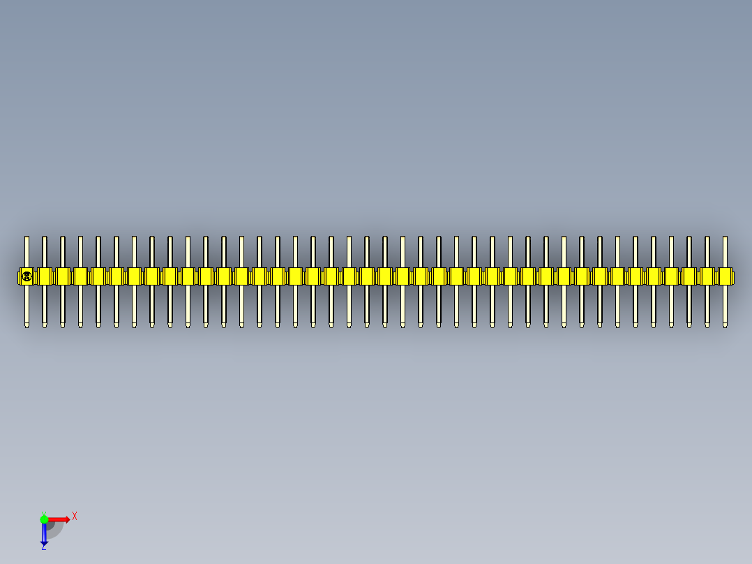 彩色公排针 100mil 2.54mm 系列-DS1022_yellow_2x40p_100mil_TypeD_rev1.0俯视图