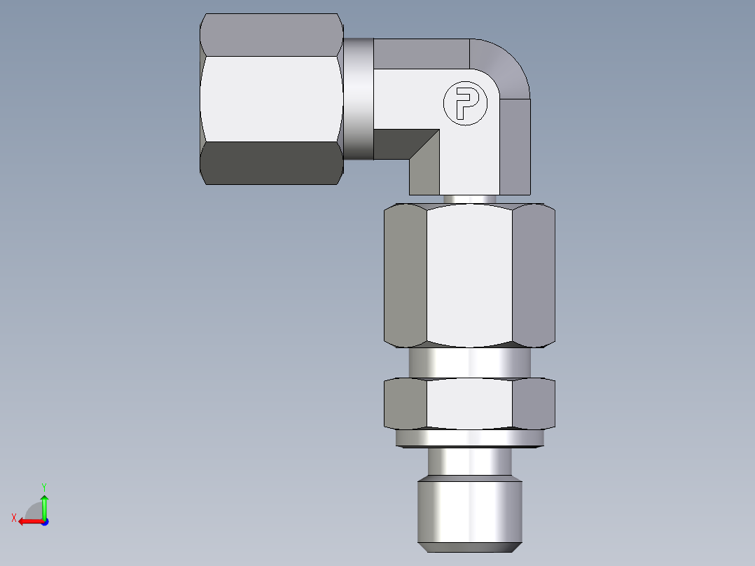 卡套式工业通用硬管接头EO_Assembled_adjustable_standpipe_elbow_EVW06SM71后视图