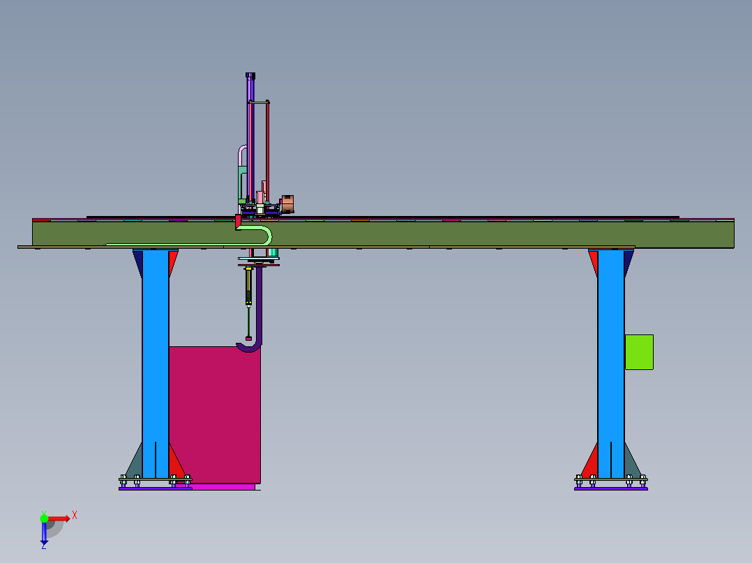 电线卷料搬运三维龙门机械手俯视图