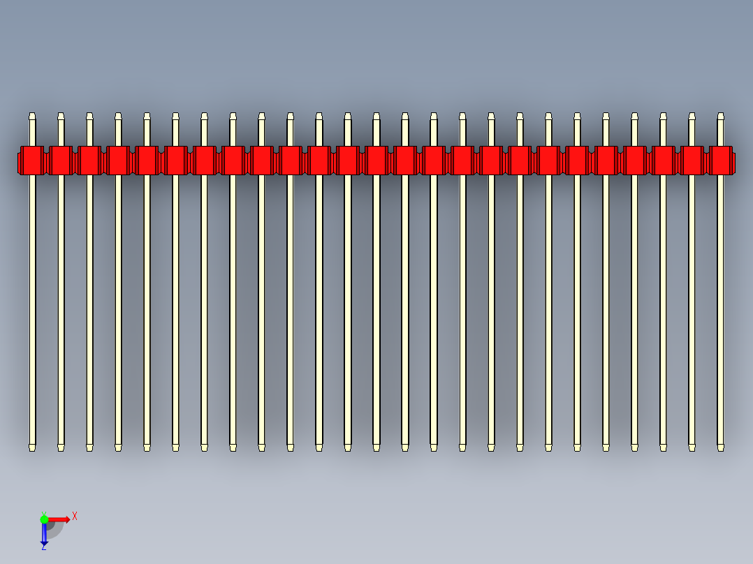 彩色公头100mil（2.54mm）系列-DS1021_red_3x25p_100mil_Type43_rev1.0俯视图