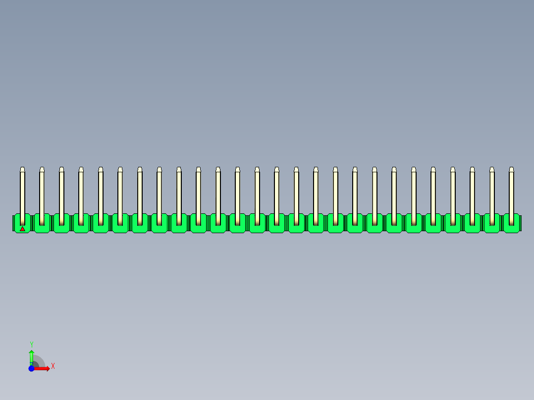 彩色公排针 100mil 2.54mm 系列-DS1022_green_26p_100mil_TypeU_rev1.0前视图