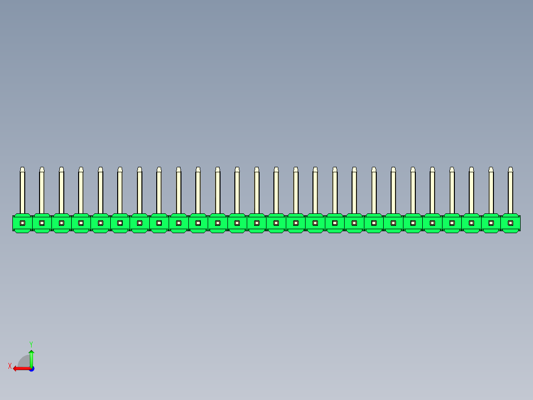 彩色公排针 100mil 2.54mm 系列-DS1022_green_26p_100mil_TypeU_rev1.0后视图