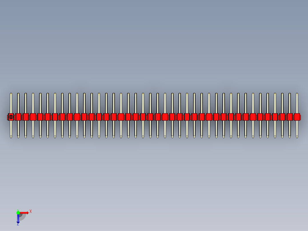 彩色公排针 100mil 2.54mm 系列-DS1022_red_3x40p_100mil_TypeD_rev1.0俯视图