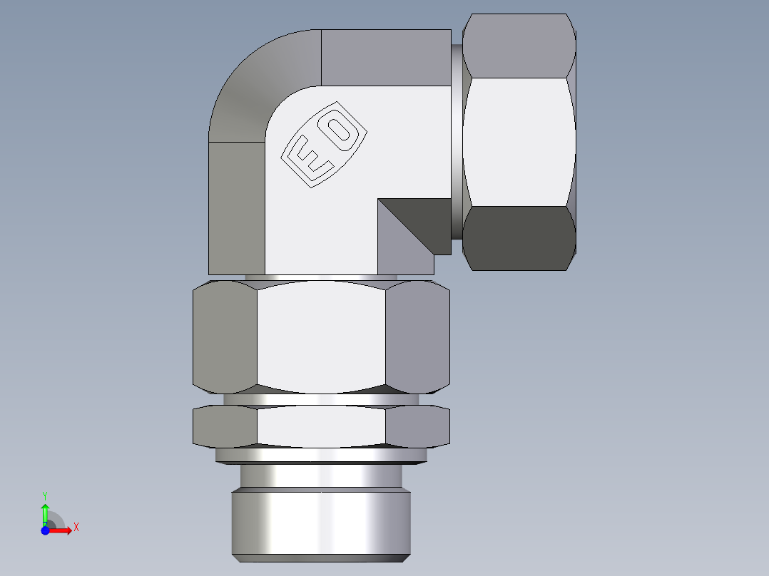 卡套式工业通用硬管接头EO_Assembled_adjustable_standpipe_elbow_EVW28LM71前视图