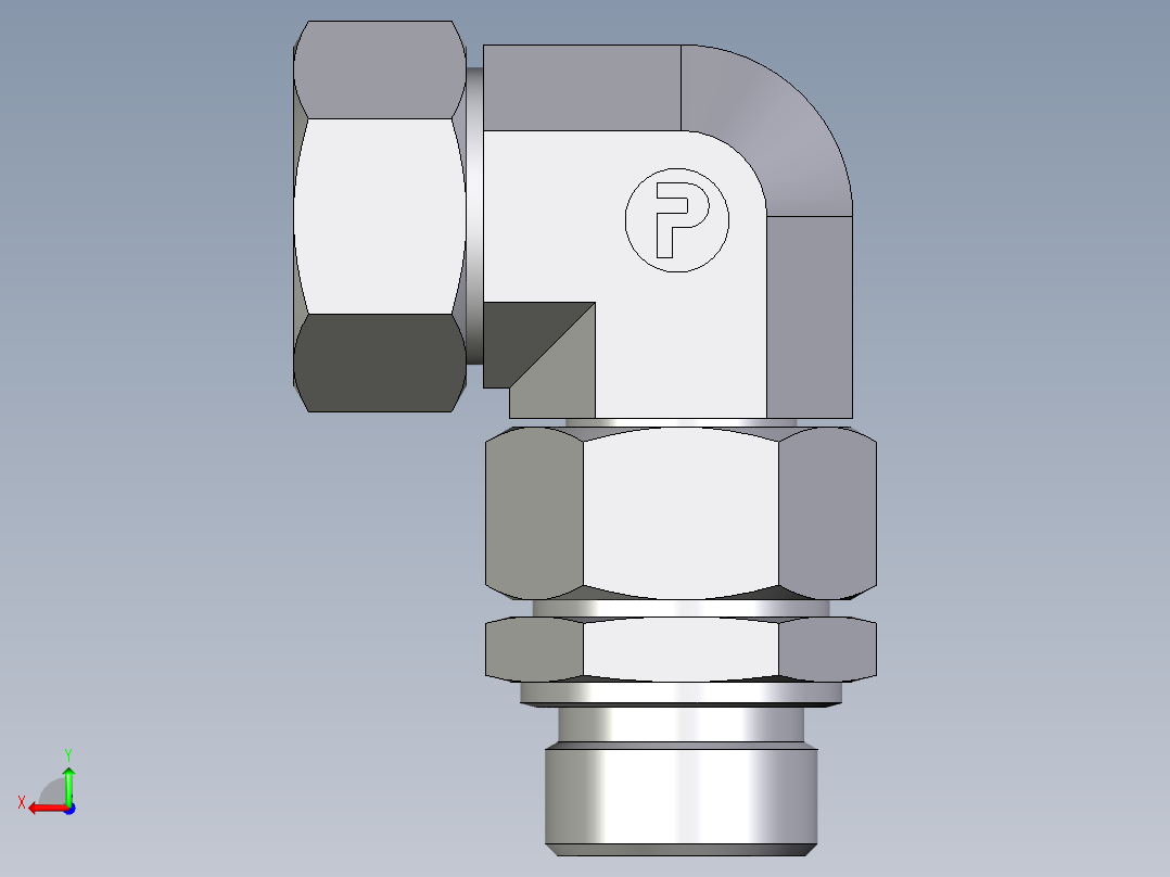 卡套式工业通用硬管接头EO_Assembled_adjustable_standpipe_elbow_EVW28LM71后视图