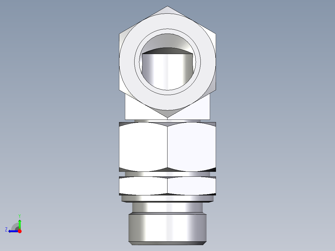 卡套式工业通用硬管接头EO_Assembled_adjustable_standpipe_elbow_EVW28LM71右视图