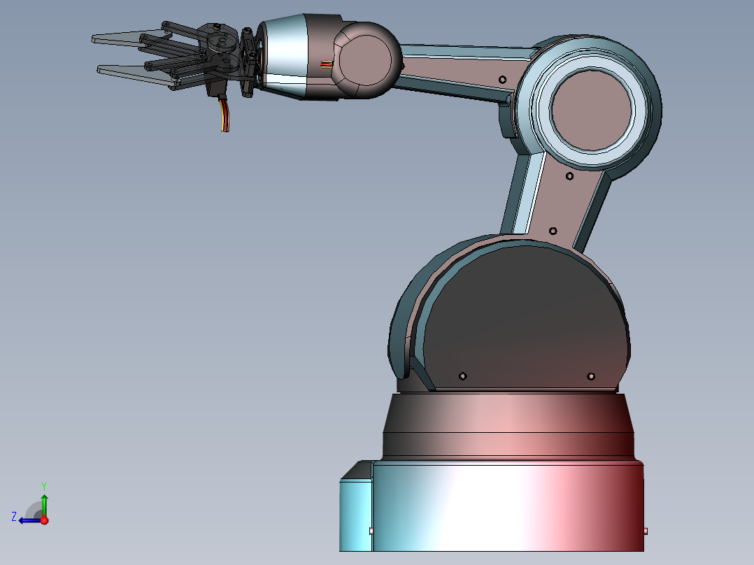 工业机械手3D图纸 机械设计参考资料设计素材右视图