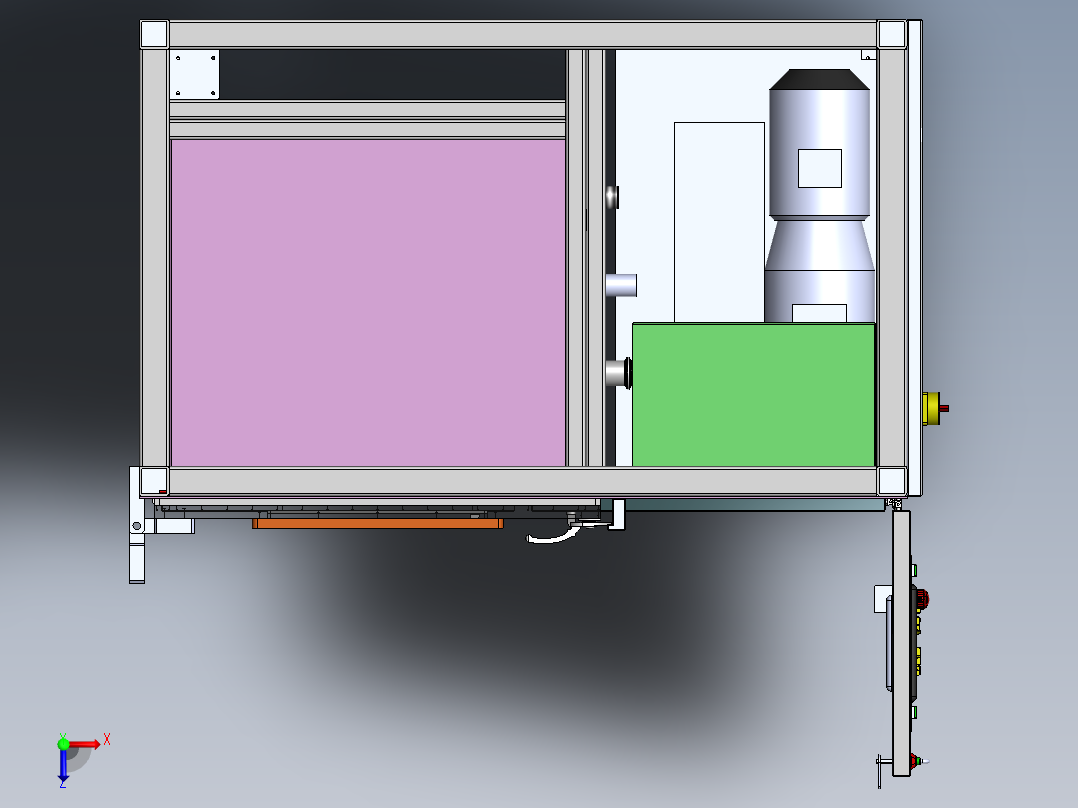 真空覆膜机三维SW模型俯视图