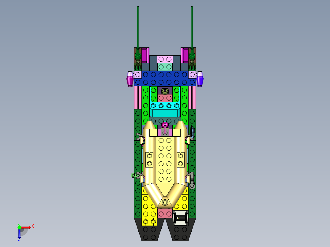 积木启蒙救援舰艇俯视图